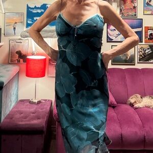 Elegant Satiny Blue Dress